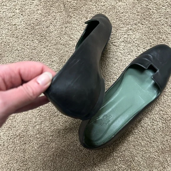 Authentic Hermes Joy Elegant Black Leather Flats - size 10 - Picture 3 of 9